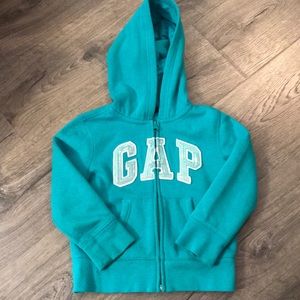 Gap Kids Teal Zip Up Hoodie Size XS (4-5yrs)